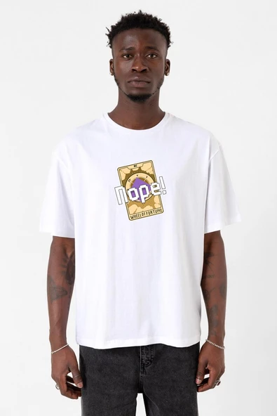 Wheel Of Fortune Nope Beyaz Erkek Oversize Tshirt ürün görseli 1