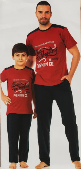 Erkek Çocuk Kısa Kol , Uzun Pantolonlu Penye Pijama Takım M00679 ürün görseli 1