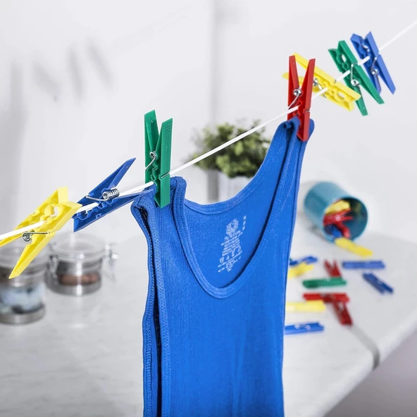 24 Adet Plastik Çamaşır Mandalı, İz Bırakmaz, Ekstra Dayanıklı ürün görseli 1