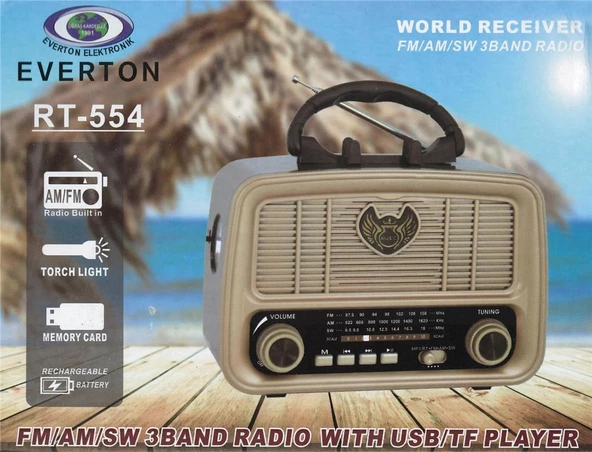 Everton Rt-554  Bluetooth Fm-Usb-Tf-Aux Şarjlı Nostaljik Radyo ürün görseli 1