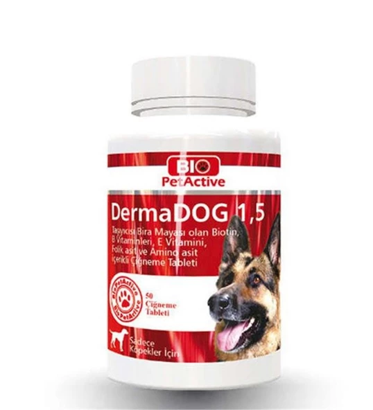 Bio Pet Active DermaDog Köpek Sarımsaklı Maya Tableti 1.5 - 50 Tablet ürün görseli 1