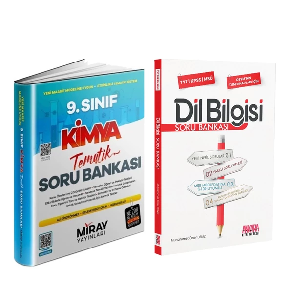 Miray 9.Sınıf Kimya ve AKM Dil Bilgisi Soru Bankası Seti 2 Kitap ürün görseli 1