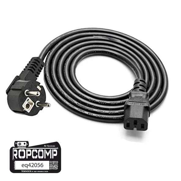 Ropcomp Bilgisayar Power ve Monitör Kablosu 3X0.75mm 1.5m ürün görseli 1
