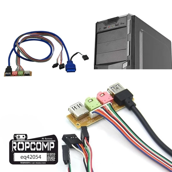 Ropcomp Pc Ön Panel Usb2/3 + 3.5mm Port Kulaklık + Mikrofon Kablosu ürün görseli 1