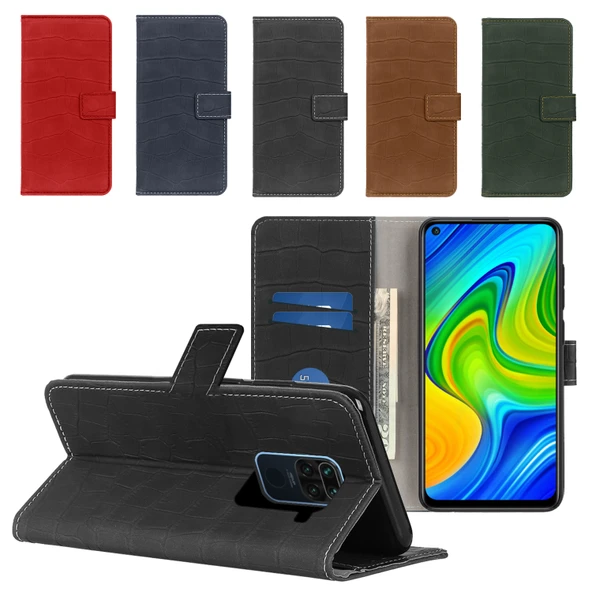 Xiaomi Redmi Note 9 Kılıf Kroko Desen Kapaklı Cüzdanlı ürün görseli 1