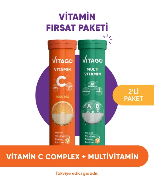 2li- Vitago Vitamin C+Multivitamin,20li Efervesan Tablet ürün görseli 1