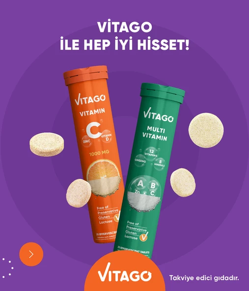 2li- Vitago Vitamin C+Multivitamin,20li Efervesan Tablet - Resim 2