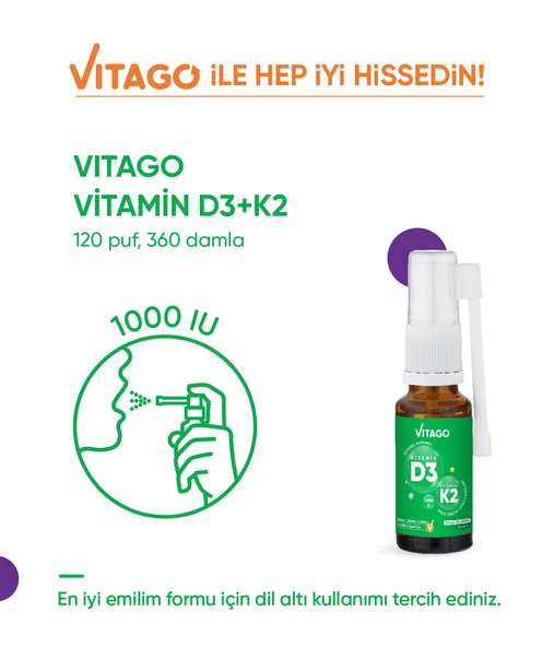Vitago D3 Vitamini,K2 İçeren Oral Sprey - Resim 5