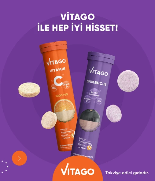 2li-Vitago Vitamin C+Sambucus, 20li Efervesan Tablet - Resim 2