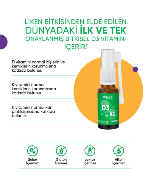 Vitago D3 Vitamini,K2 İçeren Oral Sprey - Resim 2