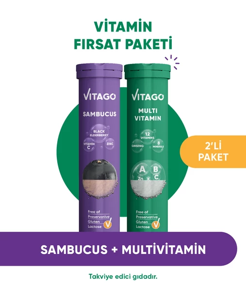 2li-Vitago Sambucus+Multivitamin,20li Efervesan Tablet ürün görseli 1