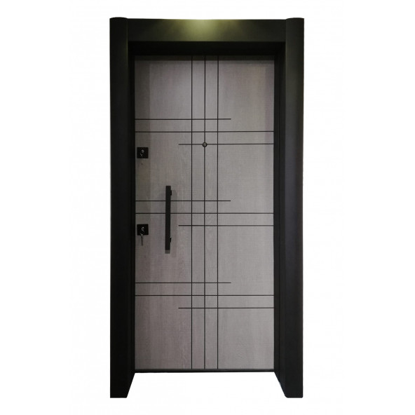 TEZ-1532 Statik Kasalı Rustik Çizgili Model Çelik Kapı, Daire Kapısı, Villa Kapısı ürün görseli 1