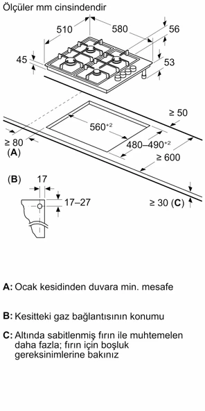 Bosch PBP6C5K80O Inox Ankastre Ocak - Resim 6