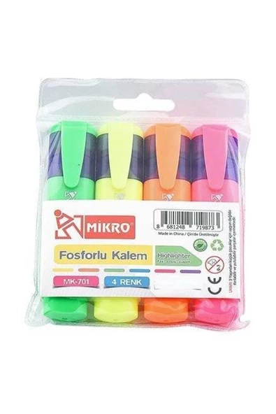 Faber Castell 701 4'lü Fosforlu Kalem Mikro ürün görseli 1