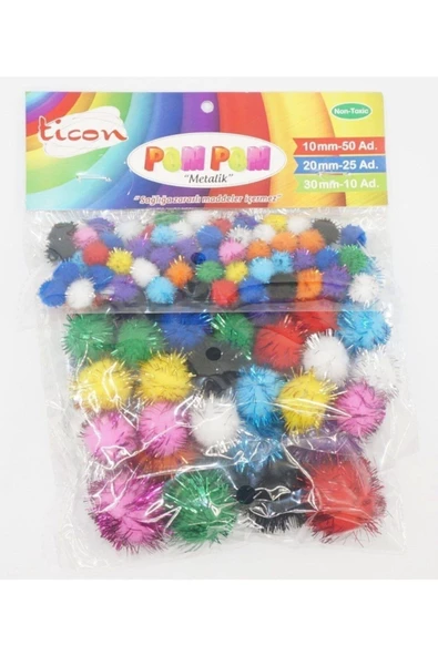 Ticon Ponpon (10-20-30mm) Metalik Karışık ürün görseli 1