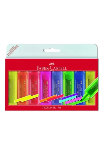 Faber Castell Fosforlu Kalem Seti 8 Renk ürün görseli 1