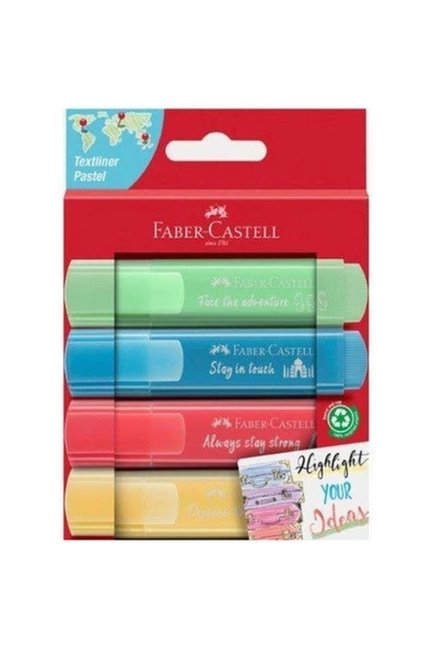 Faber Castell Fosforlu Kalem Seti Pastel 4 Lü ürün görseli 1