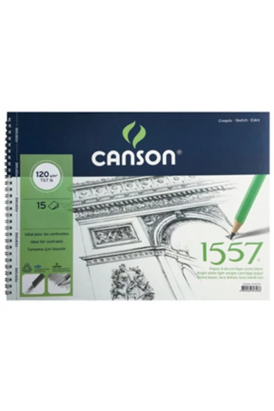 Canson 1557 35x50cm 15yp 120gr Spiralli Eskiz Çizim Resim Defteri / Fcns120153550 ürün görseli 1