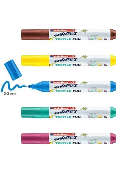 Edding 17 Funtastics Textile Fun Çocuklar Için Kumaş Boyama Kalemi 5'li Set ürün görseli 1