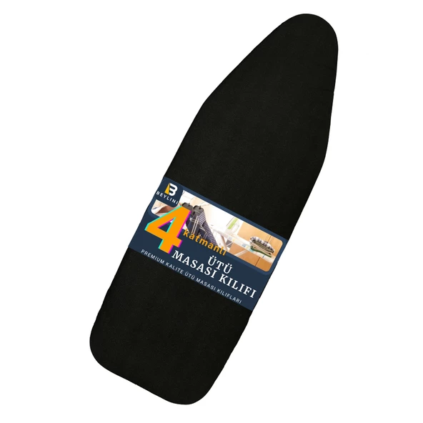 BEYLİNİ Ütü Masası Kılıfı Örtüsü Bezi Keçeli Süngerli Lastikli Yanmaz Ayarlanabilir Siyah 50x150 Cm ürün görseli 1