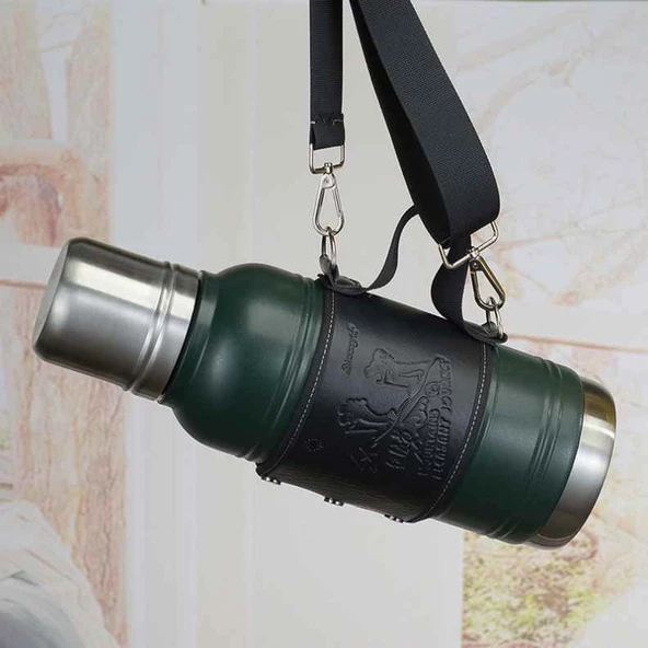 Kapris Askılı Paslanmaz Çelik Avcı Termos 1900 ML Yeşil Kap-283 ürün görseli 1