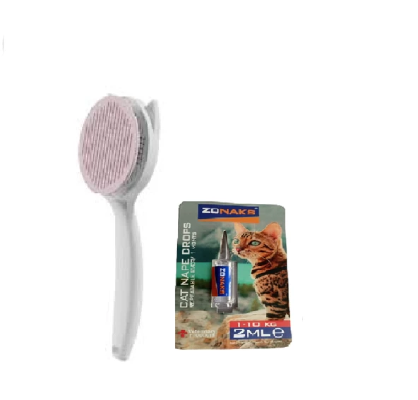 Kedi İçin Otomatik Tüy Toplayıcı Tarak +Kedi Tüy & Deri Bakım Yağı 2ml ürün görseli 1