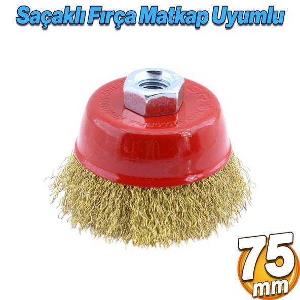 Saçaklı Çanak Fırça 75 mm Pas Kir Toz Temizleme Metal Temizlik Fırçası ürün görseli 1