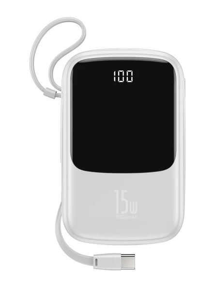 Baseus PPQD-A02 Q Pow 10000mAh 3A 15W 2xUSB Type-C Powerbank Beyaz ürün görseli 1