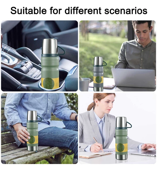 Kapris Çelik 3lü Termos Seti 680 ml Beyaz Kap-290 - Resim 4