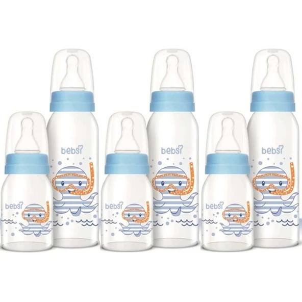 Bebsi Cam Biberon Seti Mavi (250ML+125ML) (3 Lü Set) ürün görseli 1