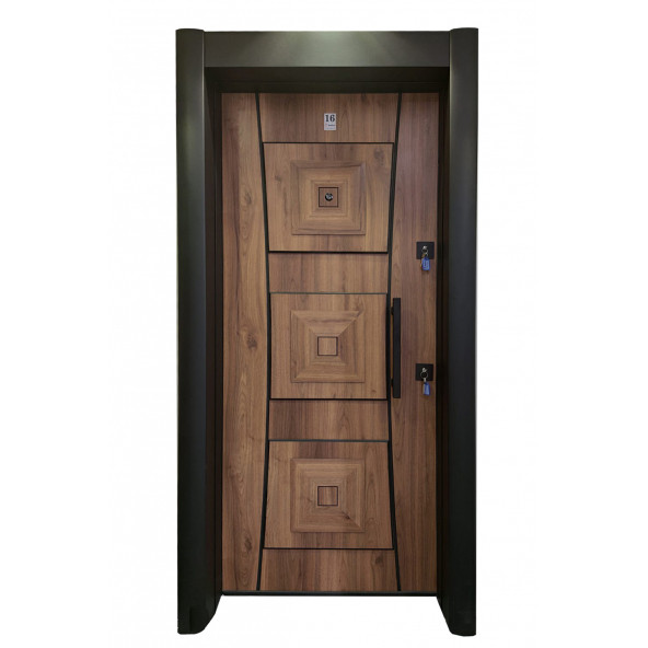 TEZ-1451 Statik Kasalı Kabartmalı Model Çelik Kapı, Daire Kapısı, Villa Kapısı ürün görseli 1