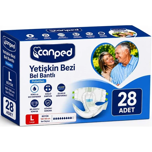 Canped Yetişkin Bezi Bel Bantlı Polietilen L - Büyük - Large 28 Adet ürün görseli 1