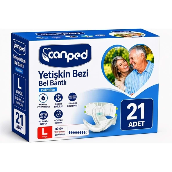 Canped Yetişkin Bezi Bel Bantlı Polietilen L - Büyük - Large 21 Adet ürün görseli 1