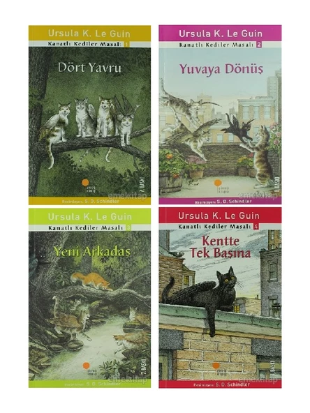 Kanatlı Kediler Masalı 4 Kitap Set Ursula K. Le Guin (Dört Yavru, Yuvaya Dönüş, Yeni Arkadaş, Kentte Tek Başına) ürün görseli 1