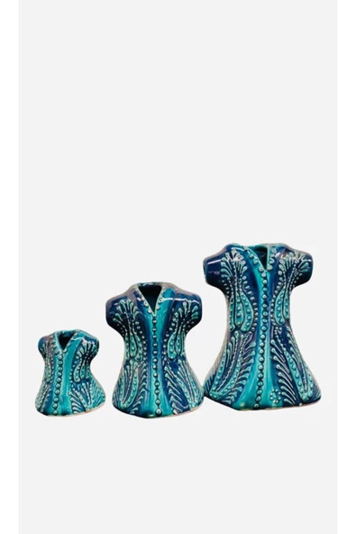 El Yapımı Turkuaz Çini Kaftan Takımı ürün görseli 1