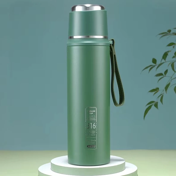 Kapris Çift Katlı Paslanmaz Çelik Termos Yeşil 1 Litre Kap-294 ürün görseli 1