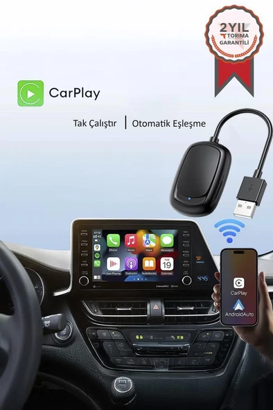 Kablosuz Carplay Araç Multimedya Dönüştürücü Usb Type-C Uyumlu Mini TAB08 ürün görseli 1