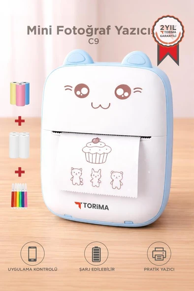 Yazıcı Termal Kablosuz Bağlantılı Ap Kontrol Taşınabilir Mini Yazıcı C9 Mavi ürün görseli 1
