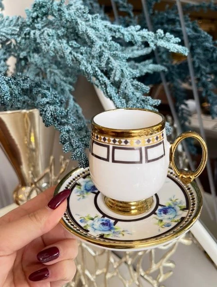 Royking Fleur 6lı Kahve Fincan Takımı MAVİ BKY 004 ürün görseli 1