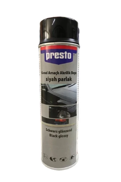 Presto Akrilik Sprey  Boya Siyah Parlak ( 500 ml ) ürün görseli 1