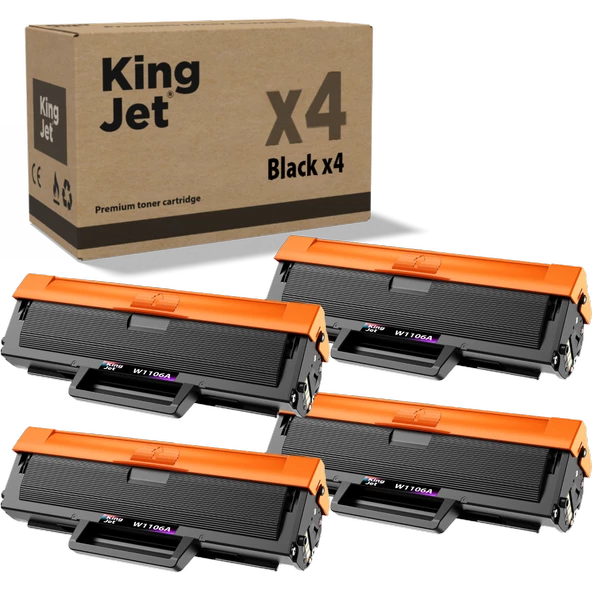 KingJET® 106A / W1106A 4'lü Paket - Hp Uyumlu Çipli Muadil Toner ürün görseli 1