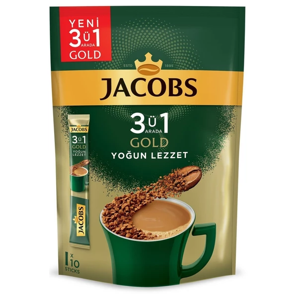 Jacobs 3 ü 1 Arada Gold Yoğun Lezzet Hazır Kahve – 10 lu Paket ürün görseli 1