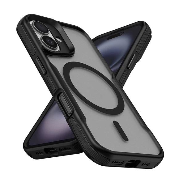 iPhone 16 Kılıf Magsafe Şarj Özellikli Renkli Kenar Airbag Şeritli Lamer Kapak ürün görseli 1