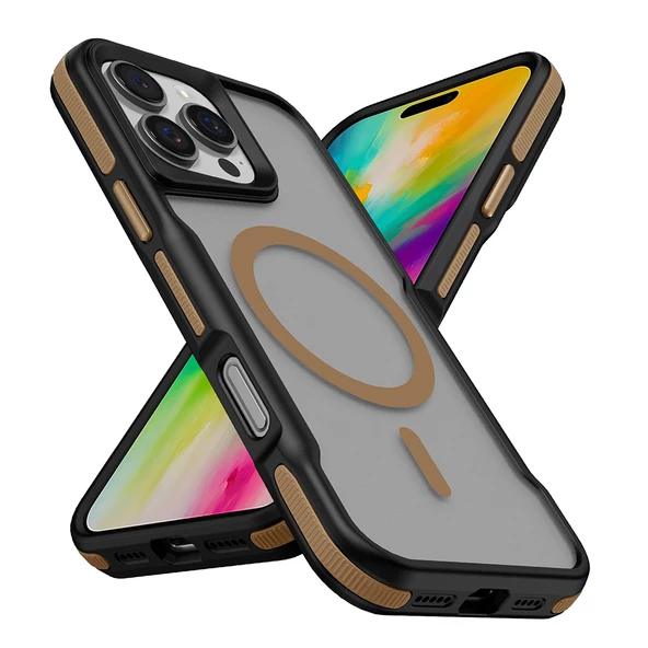 iPhone 16 Pro Kılıf Magsafe Şarj Özellikli Renkli Kenar Airbag Şeritli Lamer Kapak ürün görseli 1