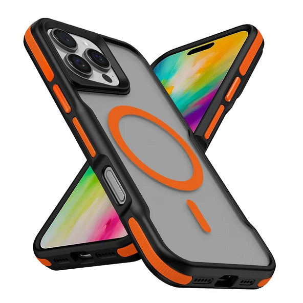 iPhone 16 Pro Max Kılıf Magsafe Şarj Özellikli Renkli Kenar Airbag Şeritli Lamer Kapak ürün görseli 1