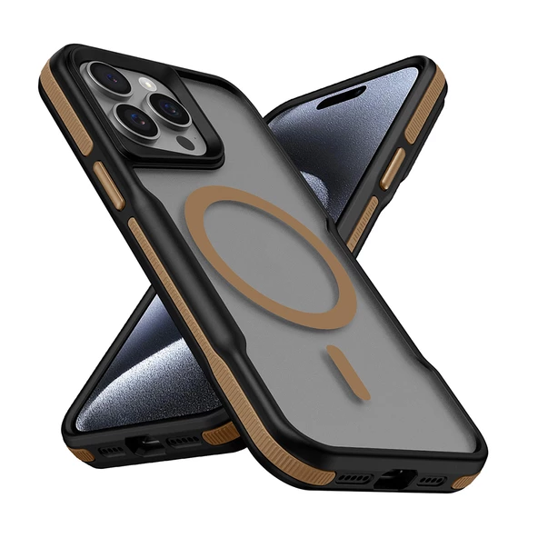 iPhone 15 Pro Kılıf Magsafe Şarj Özellikli Renkli Kenar Airbag Şeritli Lamer Kapak ürün görseli 1