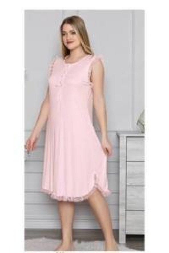 LİMİSSİ 313 Pembe Hamile Lohusa Dantelli Gecelik ürün görseli 1