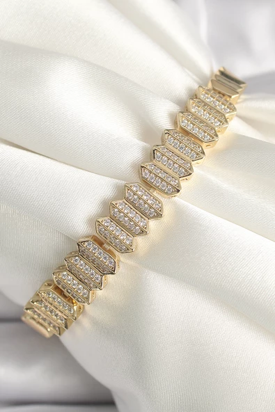 Pirinç Gold Renk Zirkon Taşlı Xuping Exclusive VIP Seri Kadın Bileklik - TJ-BB6509 ürün görseli 1