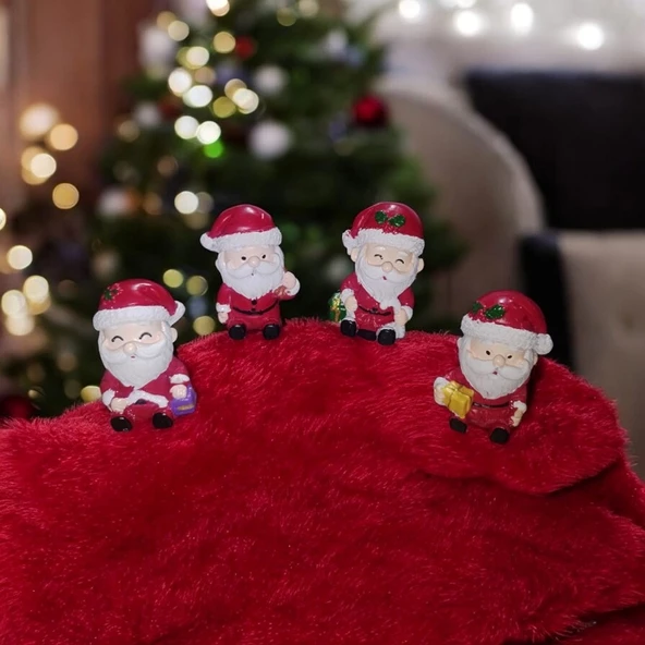 4  ADET NOEL BABA BİBLO DEKORATİF BİBLO NOEL SÜSLERİ YILBAŞI HEDİYELERİ NOEL BABA VİTRİN DEKOR OBJE ürün görseli 1