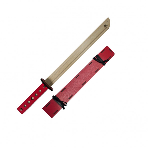 Ahşap Japon Samuray-Ninja Katana Kılıcı, Kırmızı ürün görseli 1